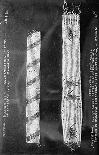 Two Wampum belts: 1)Wolf Treaty belt, representing alliance of Mohawks with t...