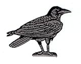 Raven/Crow - Black/Gray - Facing Right - Birds - Iron On Embroidered Applique Patch