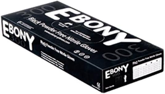 Ebony 300 - Powder Free, Black Nitrile Gloves - 300mm Extra Length Cuff - Box of 50