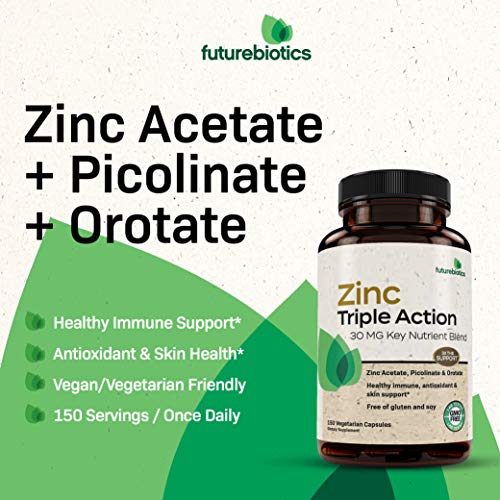 Futurebiotics Zinc Triple Action 30mg Key Nutrient Blend Immune Support
