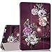 Hocase iPad Pro 12.9 2018 Case, Trifold Folio Smart Stand Case with Pencil Holder, Auto Sleep/Wake Feature, Soft TPU Back Cover for iPad Pro 12.9-inch (3rd Generation) - Burgundy Flowers