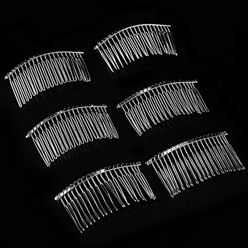 Senkary 10 Pieces 20 Teeth Hair Combs Metal Wire Hair Clip Comb Wedding Hair Comb Barrettes Bridal Veil Hair Comb Bulk, Silver - Thumbnail 3
