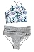 Cupshe Fashion Women's Floral Top Stripe Bottom Padding Bikini Set (S)