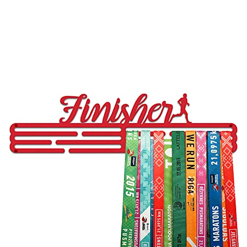 United Medals FINISHER Sport Medal Hanger Display | Matte Red Steel Medal holder | Awards display rack for up to 48 medals