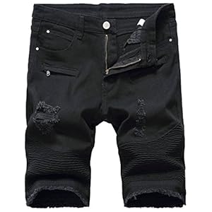 chouyatou Men’s Cool Stylish Wrinkle Performance Slim Ripped Denim Shorts www.denim.fit
