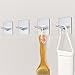 FOTYRIG Heavy Duty Adhesive Hooks Wall Hooks Hangers Stick on Hooks for Hanging Robes, Towels, Keys, Bags, Lights, Calendars SUS 304 Brushed Stainless Steel -4 Packs