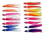Easy Catch 50PCS 9CM Luminous Mixed Soft Squid Skirts Lures Octopus Trolling Hoochies