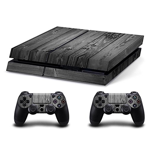 ElementDigital PS4 Skin Sticker Playstation 4 Controller Cover Full Set Game Console Skin x 1 Controller Skin x 2 (Gray Wood)