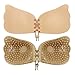 WmcyWell Women Sexy Invisible Backless Bra Lace Strapless Adhesive Push Up Bra L,Beige
