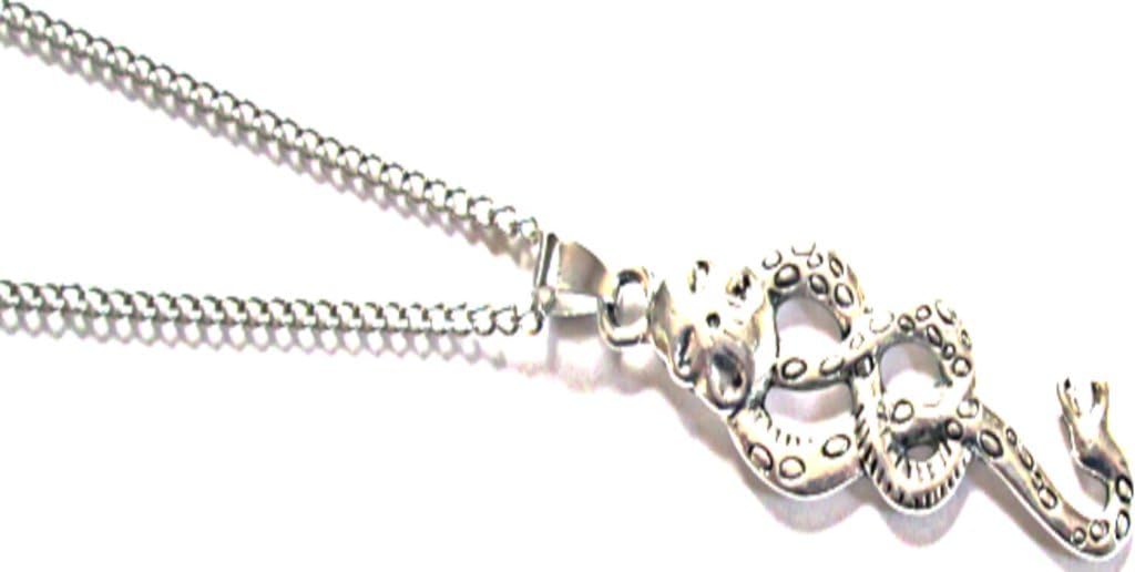 Silver Tone Inspired Lord Voldemort’s Nagini Snake Chain Death Eaters Design Necklace