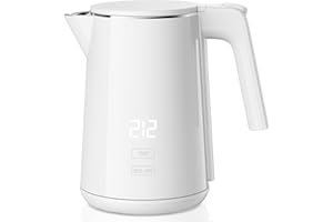 SSYFEI Electric Kettle, 1.0L 1200W Fast Heat with Auto Shut-Off, Boil-Dry Proof, 7 Temperature Control Teapot, Double Wall Stainless Steel Water Boiler Heater, 4H Keep Warm, Cool Touch Coffee Tea Pot, White