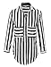 Benibos Women's Striped Turn Down Collar Loose T-Shirt
