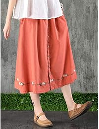 Minibee Vestido de lino y algodón con faldas de rayas en A, diseño vintage