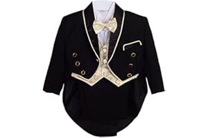 Lito Angels Baby Boys' Jacquard Classic Tuxedo Suit Formal Suits Wedding Outfit 5 Piece Set 015