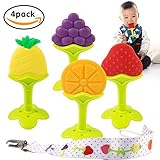 Baby Teething Toys - Tinabless Teething Keys Set Soft Silicone BPA-Free Baby Fruit Teethers Toys with Pacifier Clip/Holder for Infant and Toddler (4 pack)