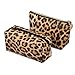 Joyful 2pcs Leopard Print Cosmetic Bag Travel Makeup Pouch Bag Toiletry Bags Makeup Clutch Organizer with Zipper