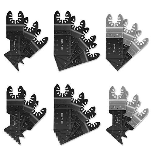 Flymall 20PCS Universal Wood Metal Oscillating Multitool Quick Release Saw Blades Fit Fein Multimaster Porter Cable Black & Decker Bosch Dremel Craftsman Ridgid Ryobi Makita Milwaukee Dewalt Rockwell