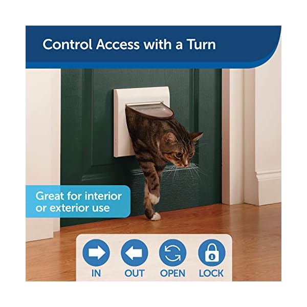 PetSafe Staywell 4 Way Locking Classic Cat Flap, Easy Install, Durable, Pet Door for Cats - (Tunnel Included), White
