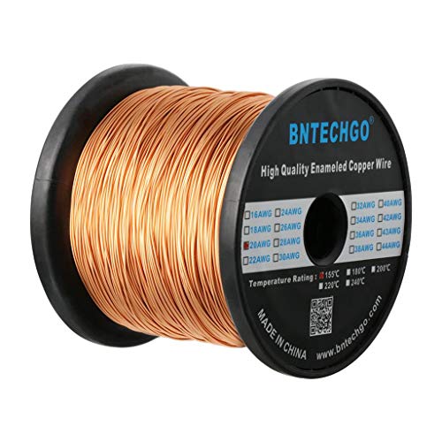BNTECHGO 20 AWG Magnet Wire - Enameled Copper Wire - Enameled Magnet Winding Wire - 3.0 lb - 0.0315" Diameter 1 Spool Coil Natural Temperature Rating 155℃ Widely Used for Transformers Inductors