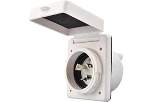 RVGUARD RV Power Inlet 30 Amp, 30 Amp Shore Power Inlet with Twist Lock, NEMA L5-30P RV Plug with Copper Pins and Stainless Steel Screws, White