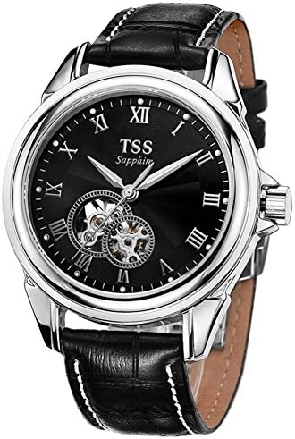 TSS Men's Automatic Skeleton Watch Leather Band T8009N2