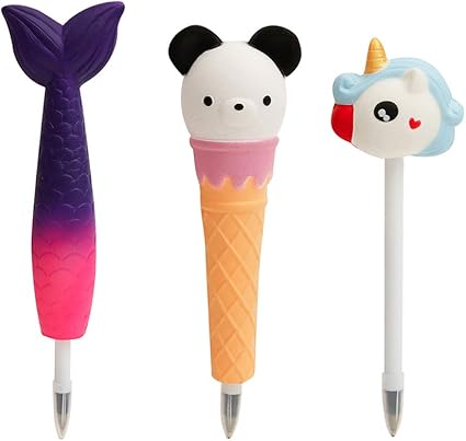 Amazon Com Anboor 3 Pcs Squishies Unicorn Mermaid Panda Pen Grip