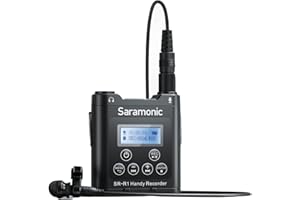 Saramonic SR-R1 Ultra-Compact Belt Pack Stereo Recorder with 3.5mm Microphone or Line-Level Input, Headphone Out, and Includes DK3A Premium Lavalier and Padded Pouch, Black