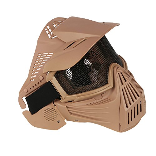 Paintball Masks,YASHALY Adjustable CS Military Tactical Gear Full Face Airsoft Mask with Mesh Eye Protection for Shooting Hunting Cycling Motorcycle (Tan)