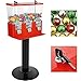 Mophorn Triple Head Gumball Candy Vending Machine with Stand Durable Metal Body Removable Canisters Capsule Bouncy Ball Gumball Vending Dispenser Machine Red