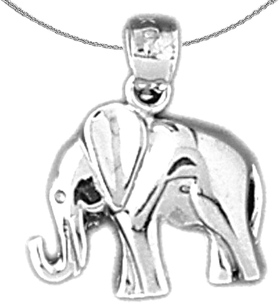 14K White Gold Elephant Necklace 18 mm Amazon.co.uk Jewellery