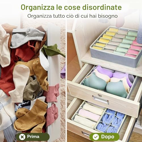 Yidaxing Underwear Organizer, Set of 8 Wardrobe Dividers Folding Storage Box Drawer Organizer for Underwear, Bras, Socks, Handkerchiefs and Ties (Grey)
