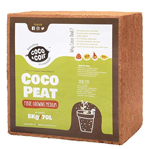 Coco&Coir® 5KG (70L) Kokoserde | Kokosblumenerde| Kokospflanzerde | Kokos-Kompost | Blumenerde aus Kokosfaser | Kokostorf | K