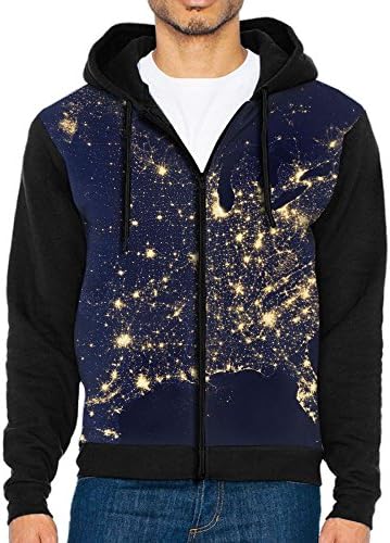 Galaxy Light Men's Adult Casual Pockets Hooded Sweater Zipper Hoodie Long Sleeve Sweatshirt Jacket