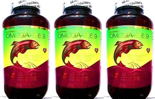 3 Bottles Extra Strength Omega 3,6,9 Fish Oil, 1000mg, with Flaxseed Oil & Vitamin E, 900 Softgels Total