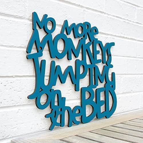 Amazon Com No More Monkeys Jumping On The Bed Wood Sign Kids Bedroom Decor Handmade