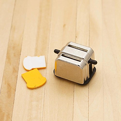 ZEROYOYO DIY 1:12 Dollhouse Metal Toaster Miniature Kit for Kitchen Decoration Accessories Bread Maker Toys for Kids