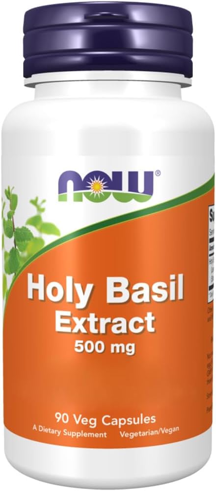 NOW Holy Basil Extract 500mg 90 Vegan Capsules Lab-Tested Gluten Free