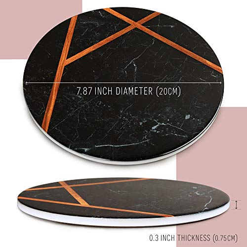 LotFancy 2PCS Ceramic Trivets for Hot Pots and Pans, Heat Resistant, 7.87” in Diameter, Round Trivet Mats for Kitchen Countertop Table, Non-slip with Cork Base, Marble Pattern