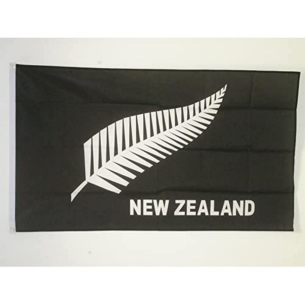 AZ FLAG - New Zealand Fern Black With Inscriptions Flag - 3x5 Ft - 100D Polyester Rugby Banner with Two Metal Grommets - Fade Resistant - Vivid Colors - 3' x 5' Feet - 150x90 Cm