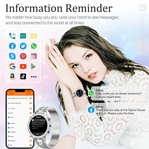 ZKCREATION Women's Smart Watch with Calls and WhatsaApp – Women's Smartwatch with Blood Pressure Heart Rate Monitor Activity Bracelet with Sleep Monitor 20 Sports Mode Bracelet Watch Gifts for Women