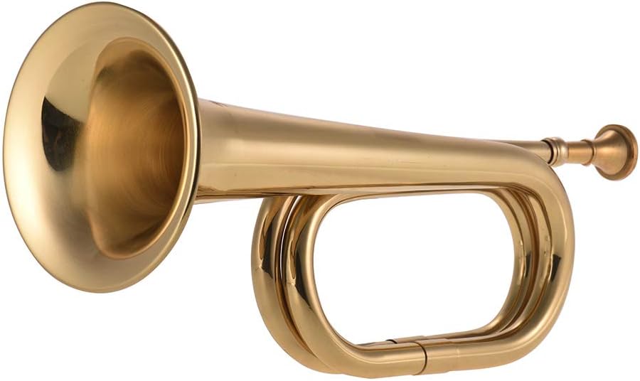Muslady B Flat Bugle Call Trumpet Brass Cavalry Horn with Mouthpiece for School Band Cavalry Military Orchestra: Musical Instruments