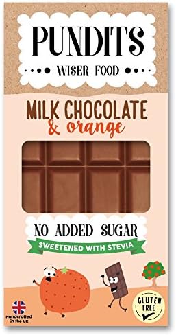 Pundits - Milk Chocolate & Orange Bar - with Sweetened Naturally with Stevia | Healthy, Irresistibly Tasty Chocolate | Suitable for Diabetics | Keto, Low Carb, Gluten & Sugar Free | Sweet treat for Kids & Adults