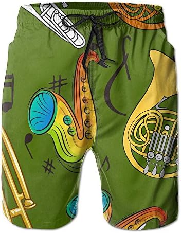 JINYIPI Board Shorts Music Instruments Men's Quick Dry Classical colorful Swim Trunk Beach Boardshorts