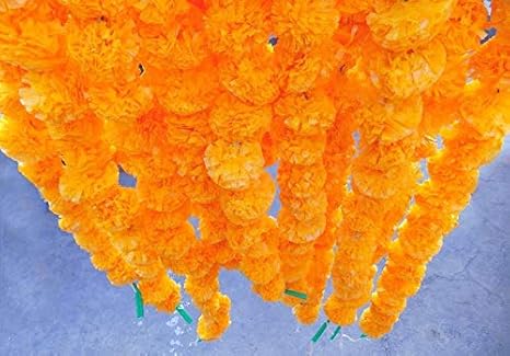 Set Of 20 Orange Artificial Marigold Garlands Flowers Decoration