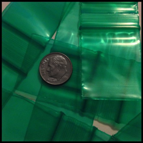 Mini Ziplock 100 12515 You Choose A Color 1.25" X 1.5" Baggies Apple Brand High Quality (Green)