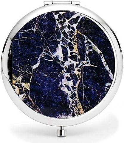 Makeup Mirror, Compact Folding Travel Mirror Double Sides - 2x &amp; 1x Magnifying Mini Round Handhold Makeup Pocket Mirror Perfect for Beauty, Skin Care and Travel - Marble