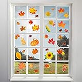 Omgouue 180PCS Fall Leaves Window Clings - Thanksgiving Maple Decorations Autumn Sticker Decals Party Decor Ornaments