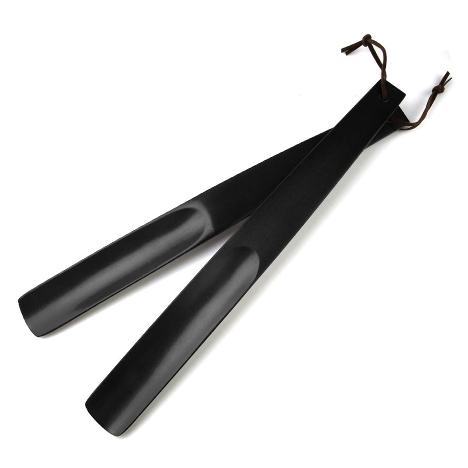 onebarleycorn 2pcs Shoe Horn Long Handled,Wooden Shoe Horn Shoehorn Wood Long Shoe Horns for Men Women Kids Boots (Black)