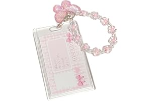 Hileapx Acrylic Butterfly Photocard Holder with Keychain, Cute Photo Card Holder for Kpop Album Card Credit Bank Card ID Badge Holders (No Photocard)