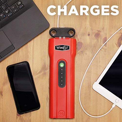 WEEGO 66.1 Jump Starting Power Pack with SPRING BONUS Weego 12V Air Pump for Inflatables, 600 Cranking Amps, New Model, Lithium Ion, 600 Lumen LED Flashlight, Quick-Charges Phones, Water Resistant - Thumbnail 6